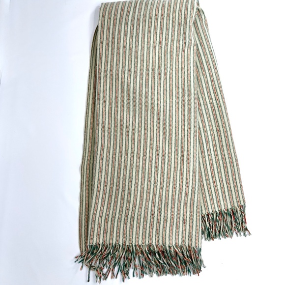 Vintage Troy Stipe Blanket Scarf Snuggler 100% Wool Throw - Picture 6 of 8